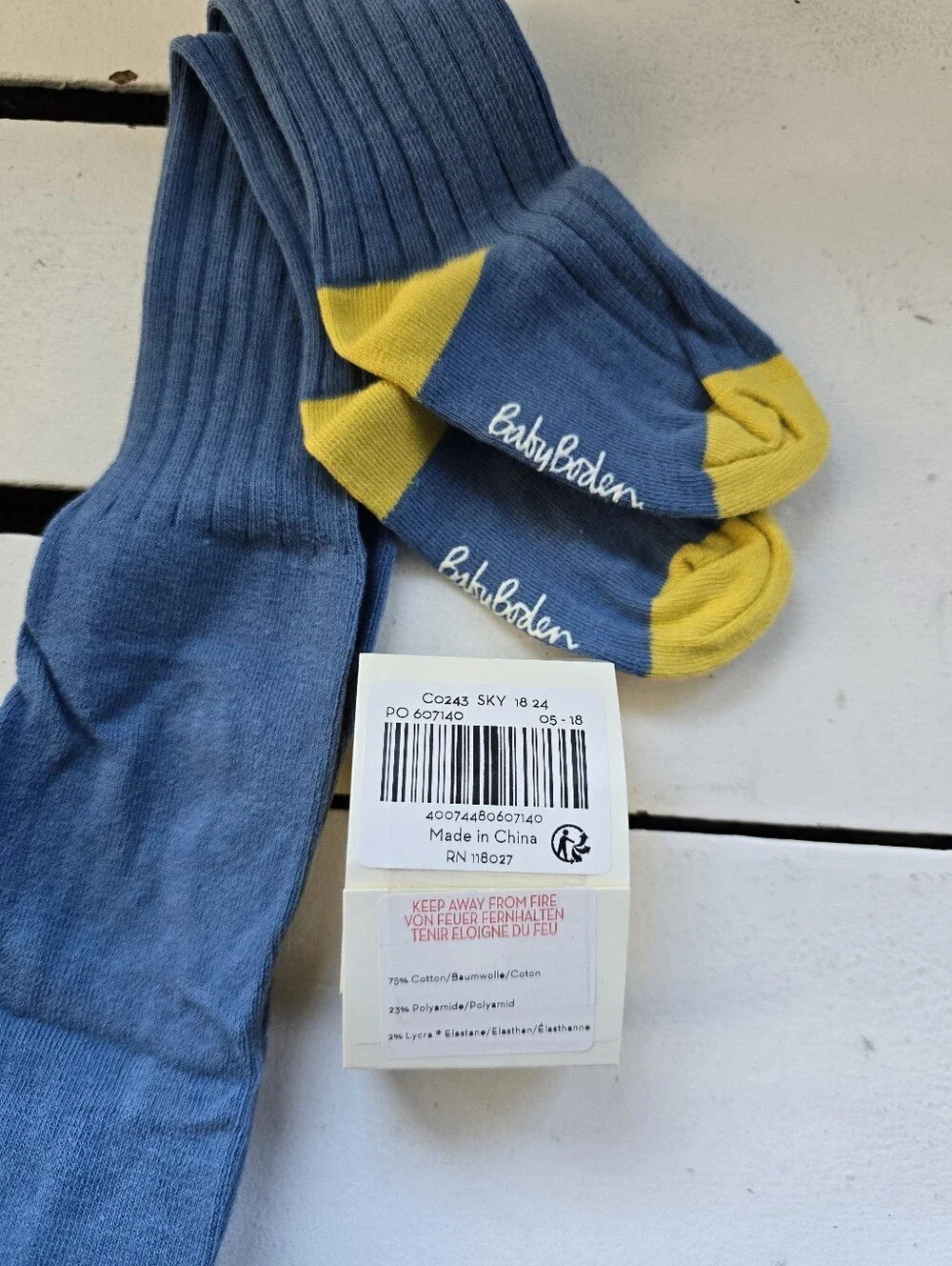 Bany Boden Tights Blur with Yellow Heel & Toe